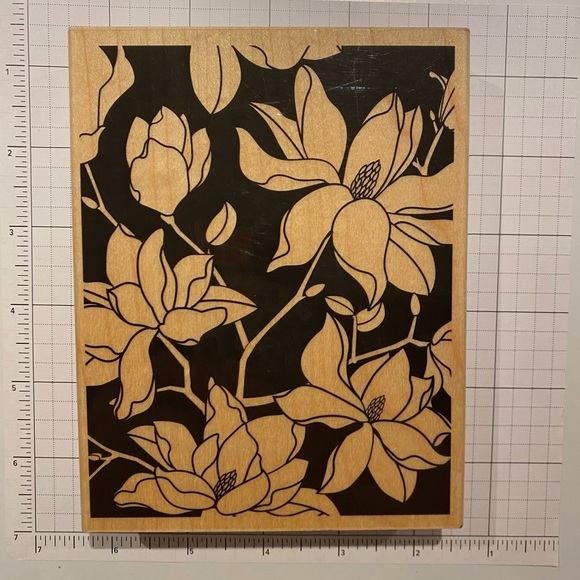 « Large Flower Pattern » Wood Mounted Rubber Stamp by Hero Arts - Picture 2 of 6